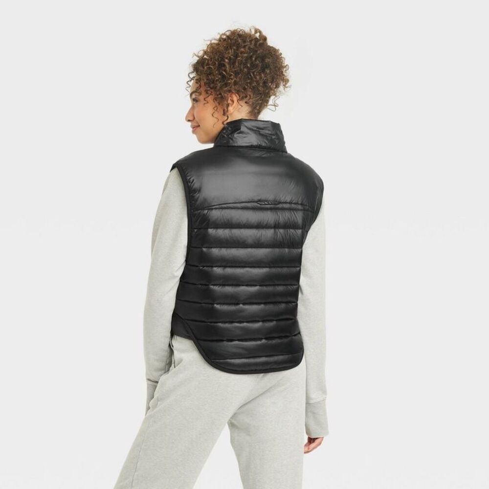 JoyLab - Women's Zipper Quilted Relaxed Puffer Vest Poplin  Black - Picture 2 of 3
